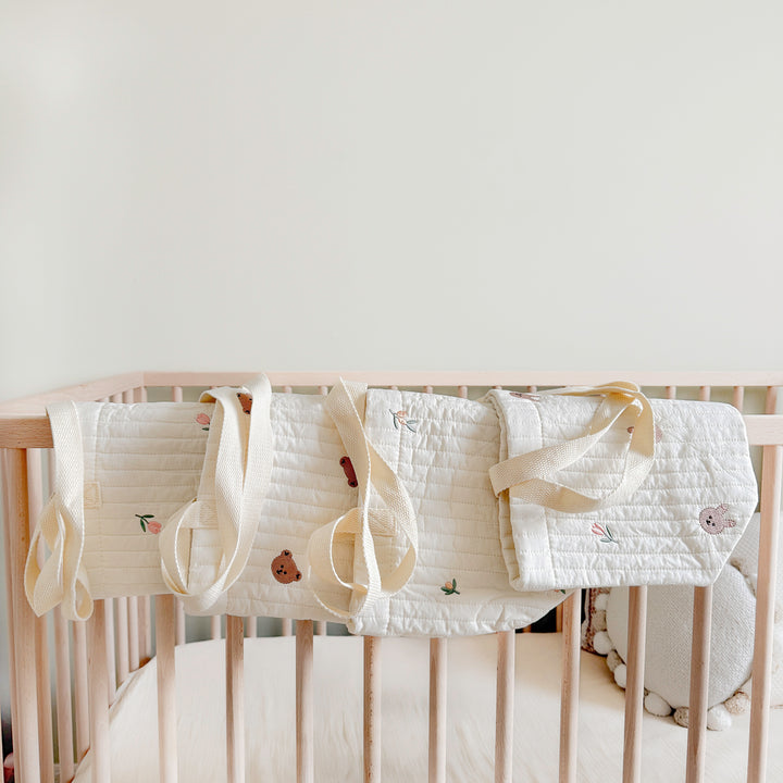 Baby essentials tote bag with soft quilted fabric