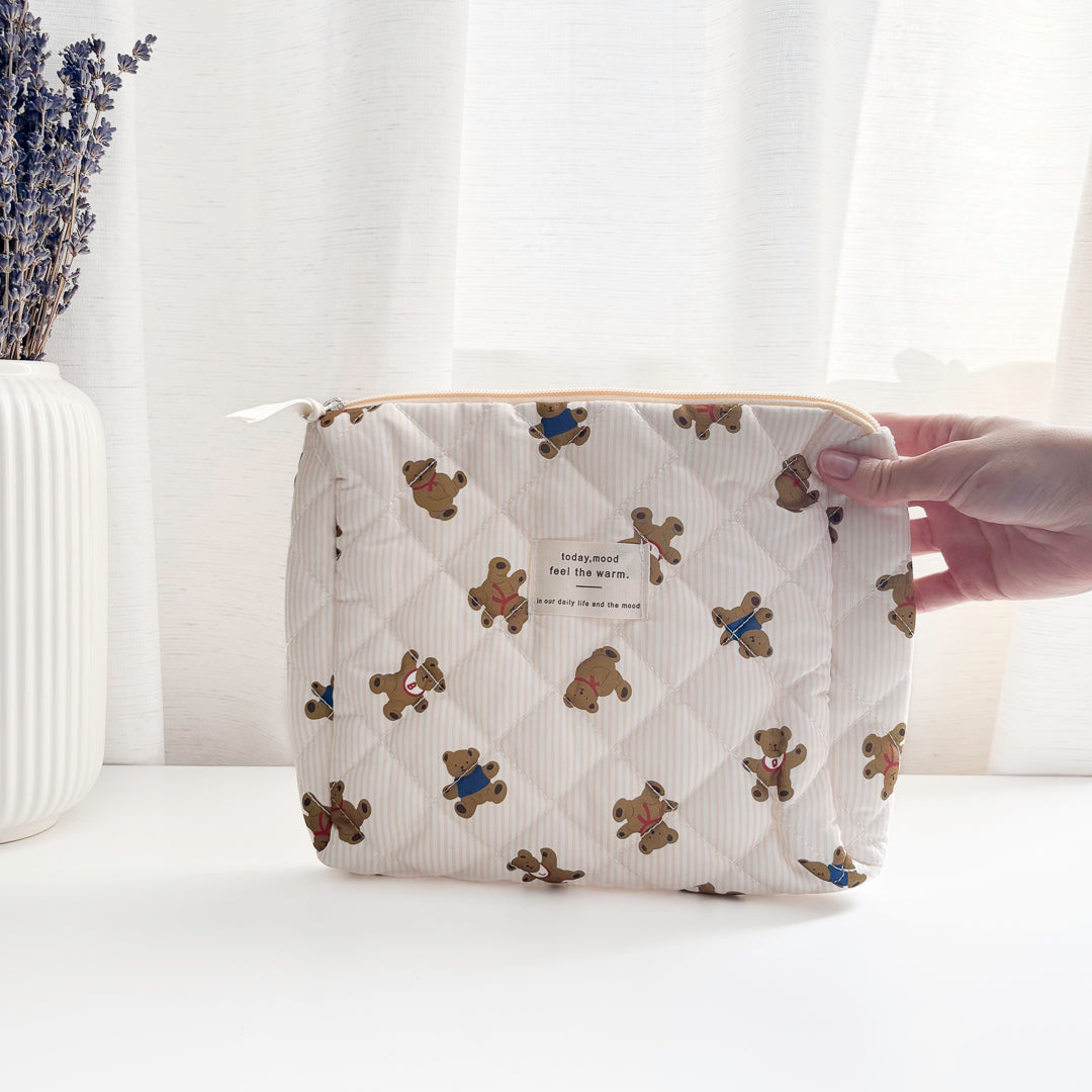 Neutral teddy cosmetic organizer 