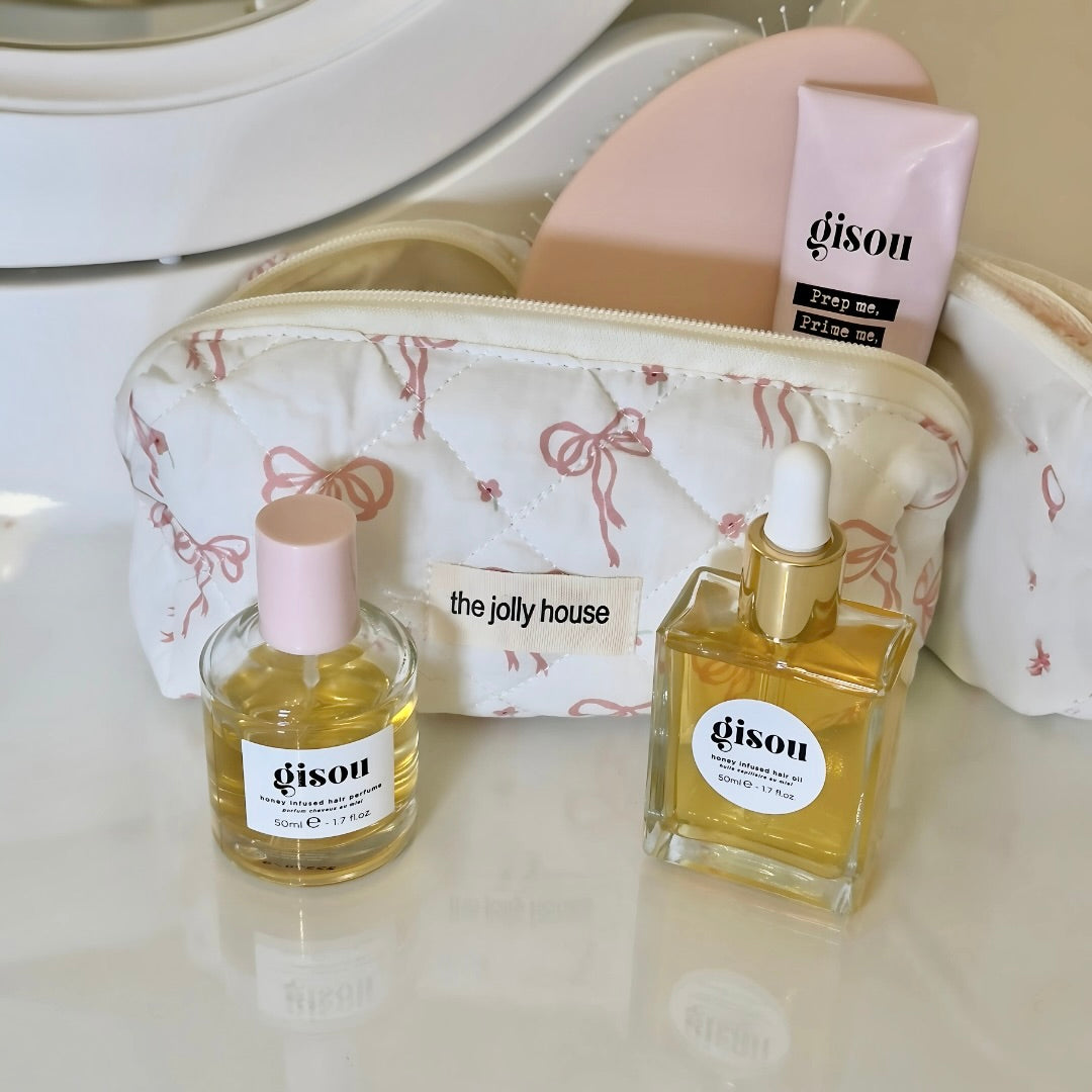 Cute bow travel beauty set bag