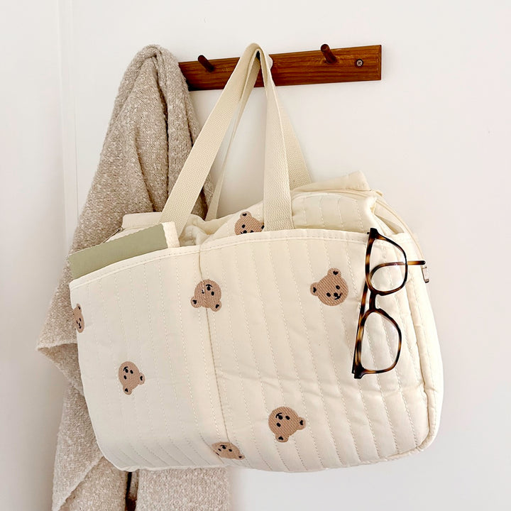 diaper tote bag for moms with cute embroidery