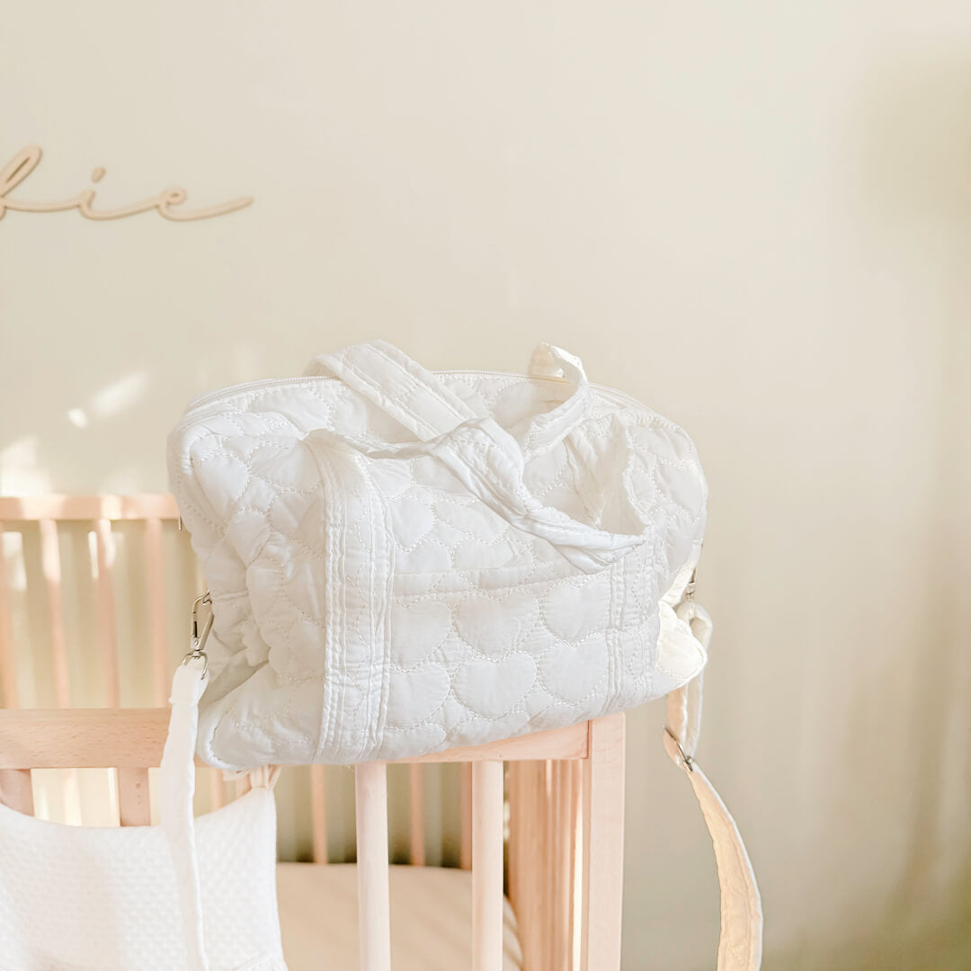 Heart Quilted Diaper Bag