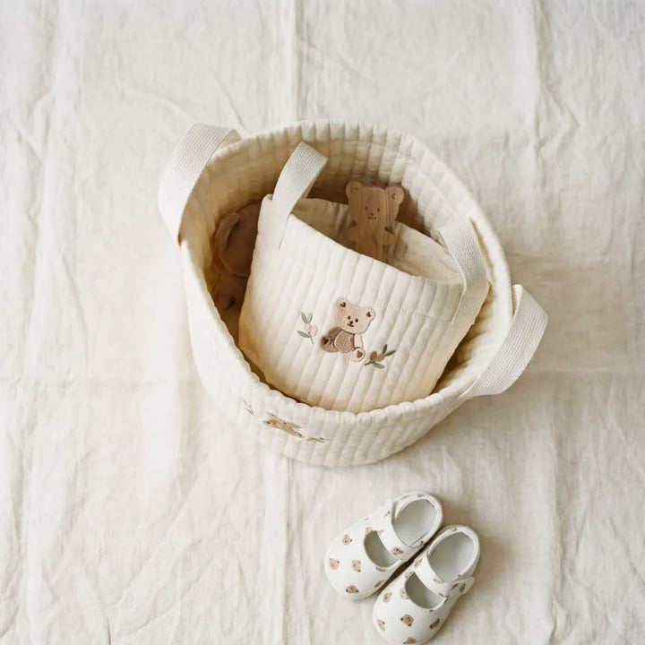 Baby storage organizer basket for diapers and toys