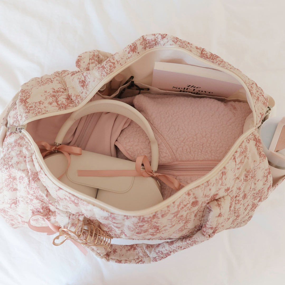 floral padded tote bag with bow detail