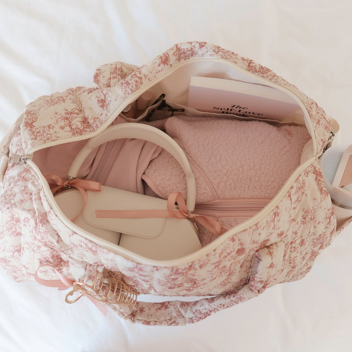 floral padded tote bag with bow detail