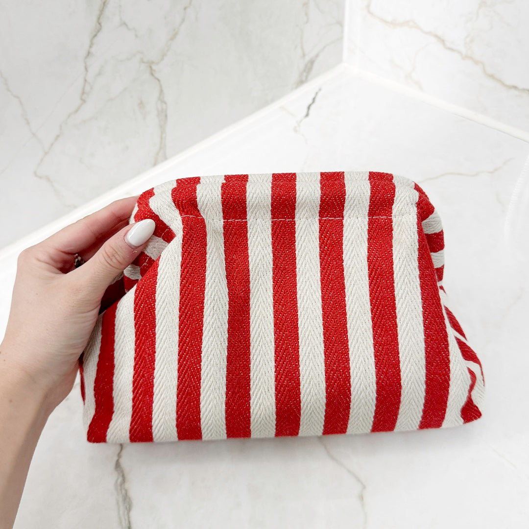 striped cosmetic pouch for daily use