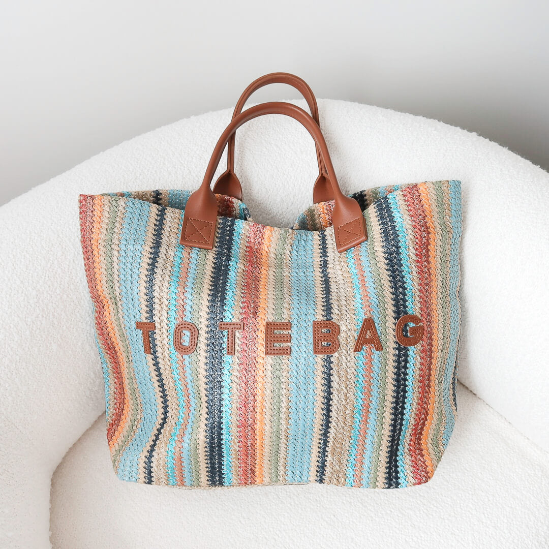 Large striped tote bag for travel or daily use