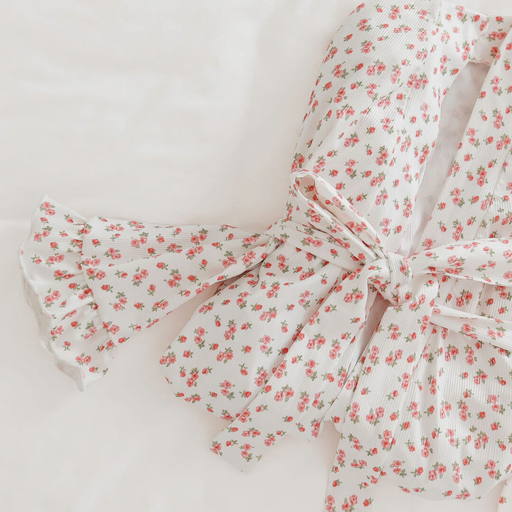 Women's floral dressing gown with relaxed short-length silhouette
