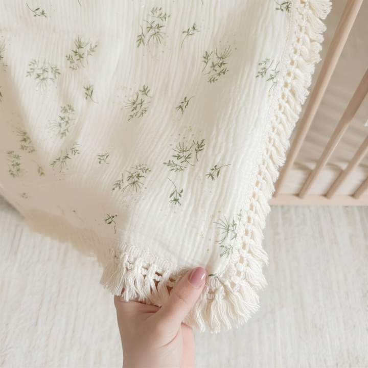 Soft cotton baby blanket with floral pattern