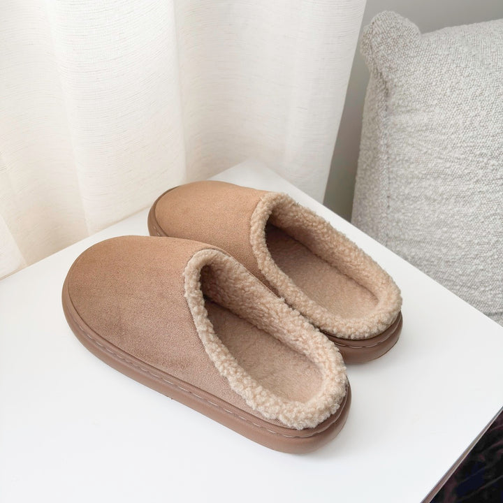 slip-on slippers with faux suede finish