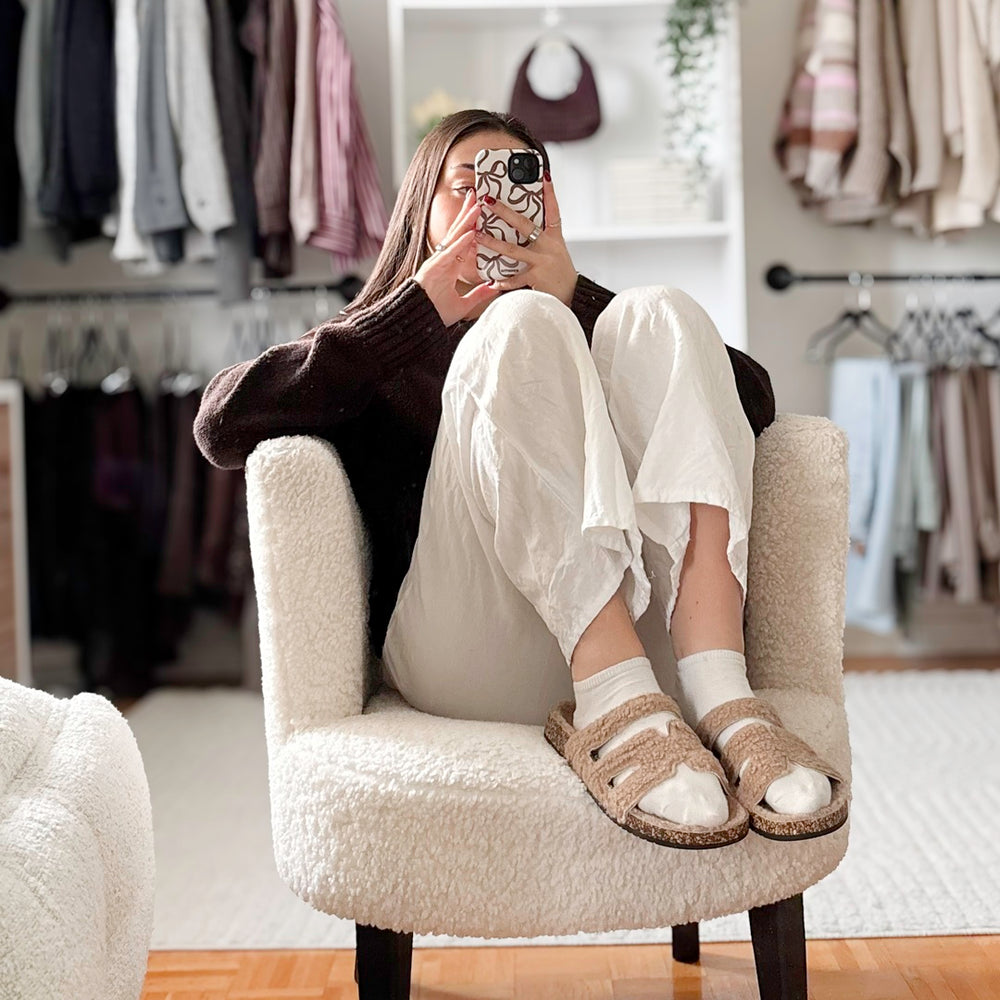 Plush slide sandals ideal for relaxed home comfort