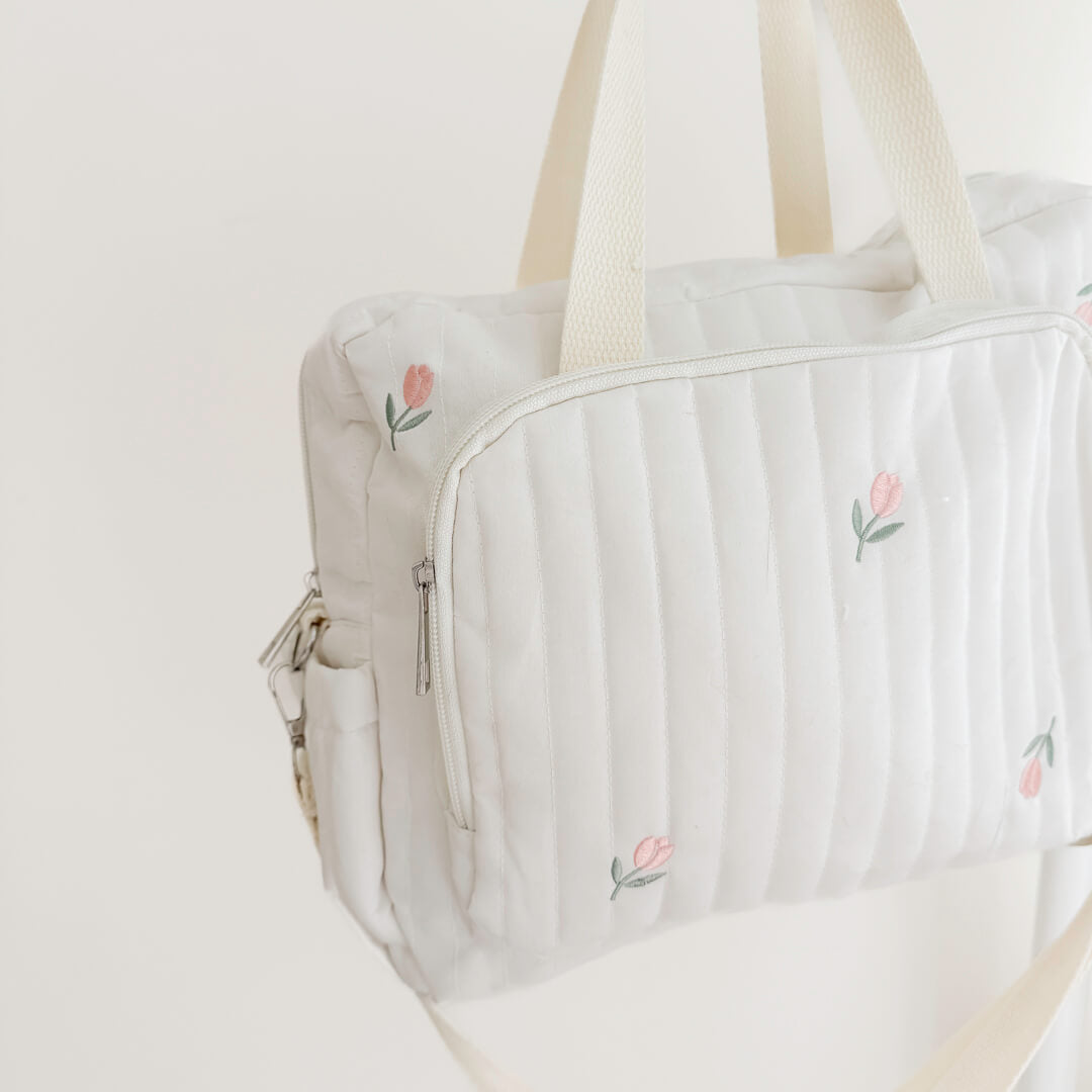 diaper bag with padded quilted texture