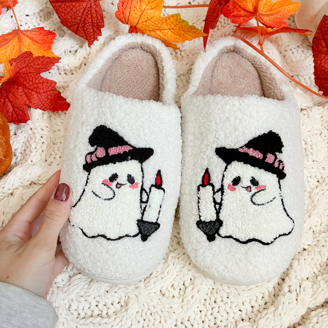 Spooky Boo Ghost Slippers with warm cushioned lining