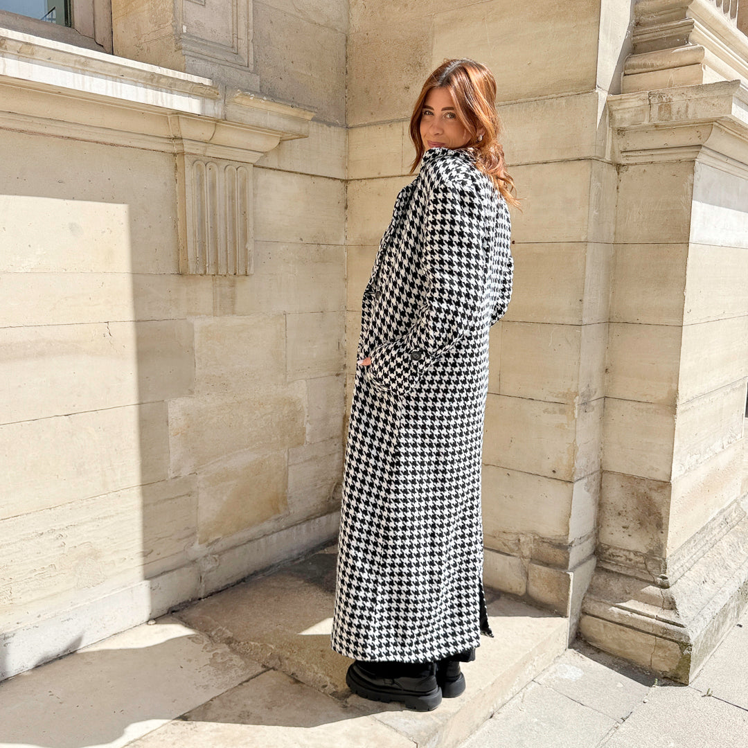 Stella Houndstooth Trench Coat for Women