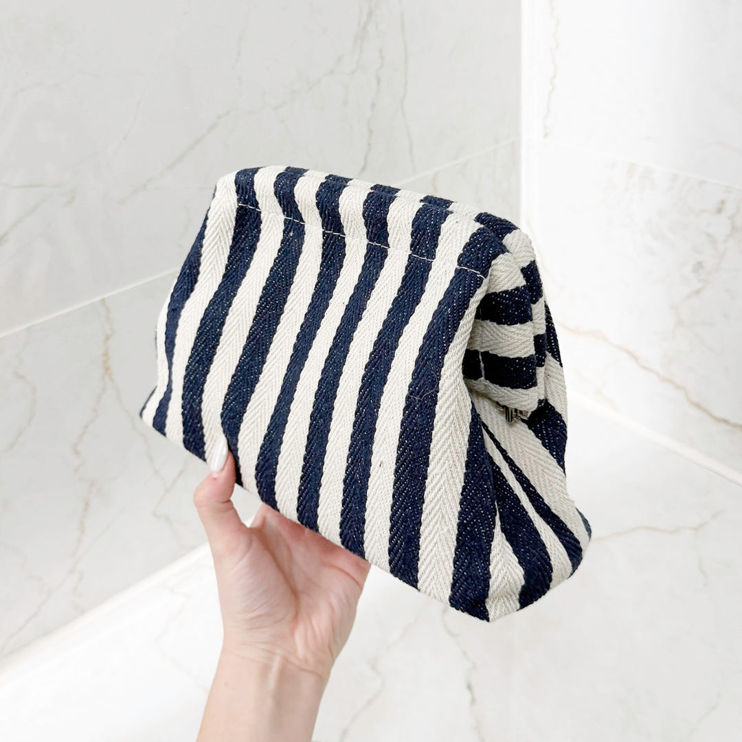 striped everyday use handbag