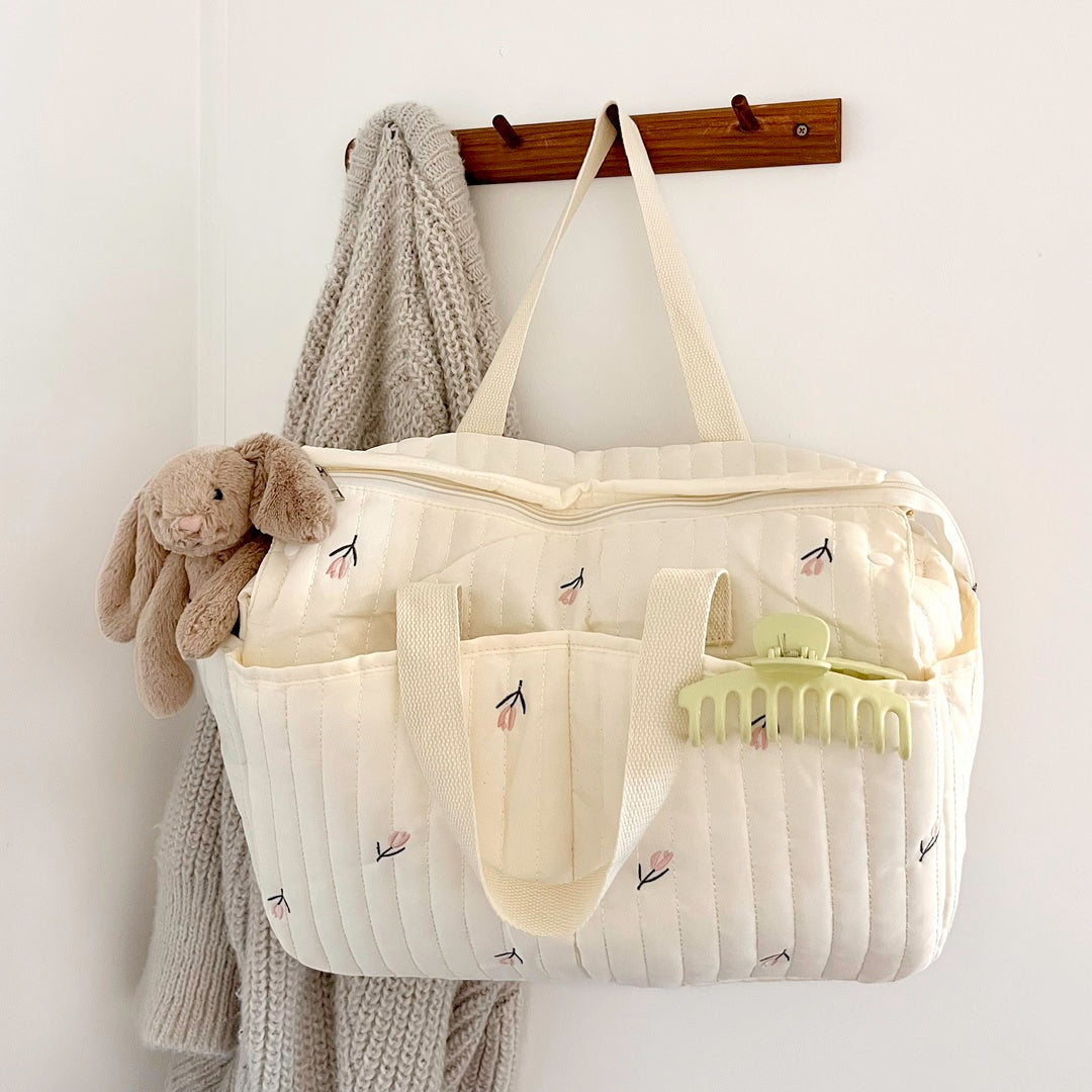 Large quilted diaper bag for stroller and everyday use