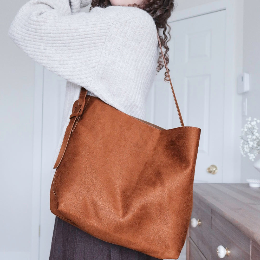 Zoe Suede Shoulder Tote Bag