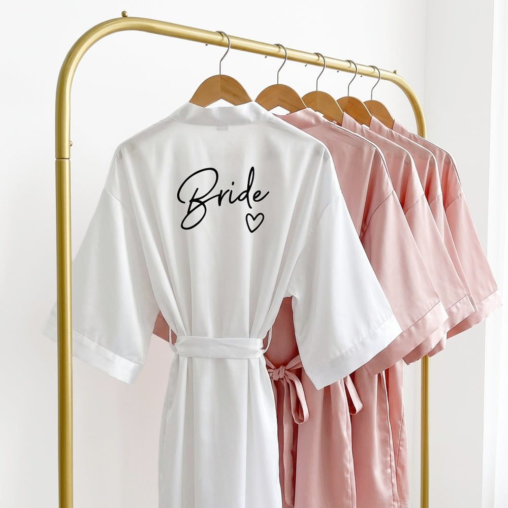 Satin bridal party robes for getting ready photos