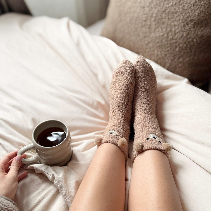 Cute teddy bear fluffy socks for cozy winter wear