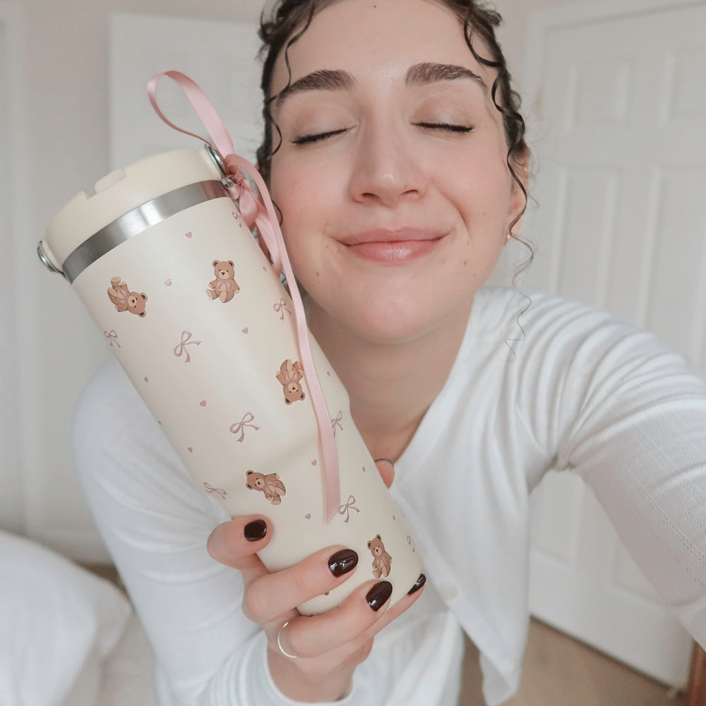 Teddy bear insulated water bottle
