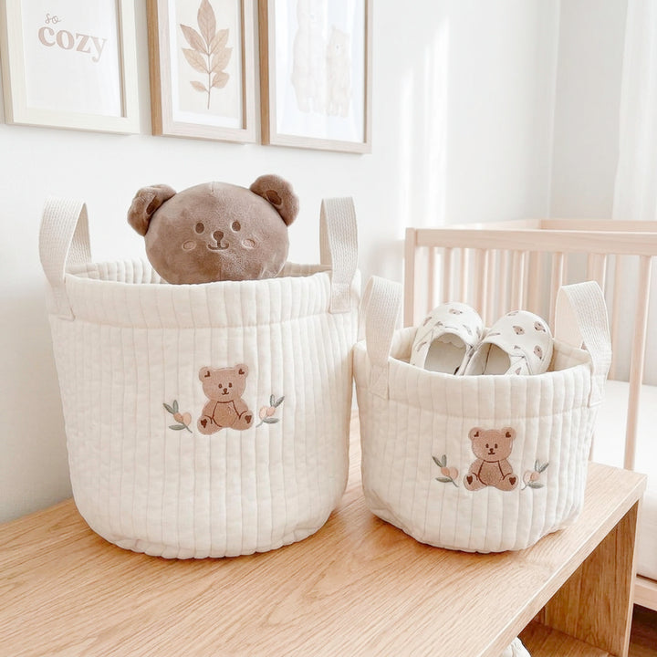 Nursery storage basket for baby toys and essentials