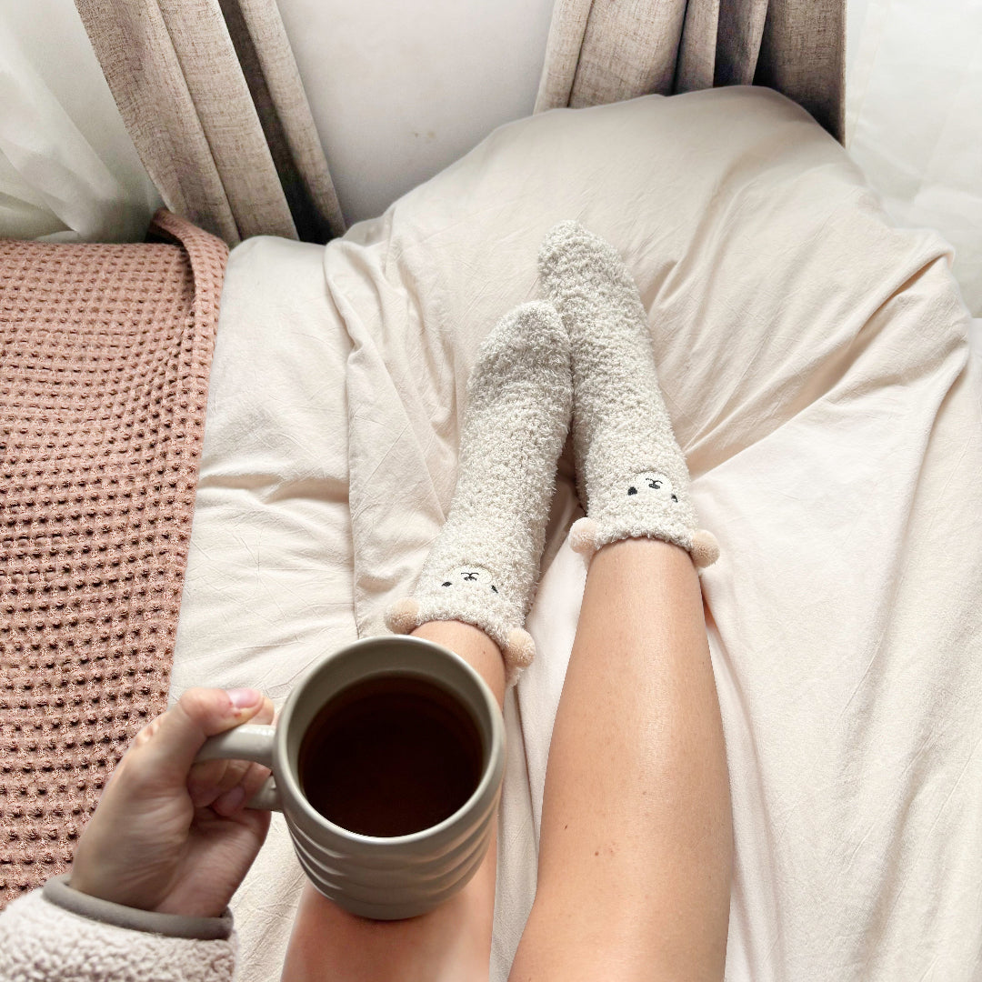 Cute bear design cozy socks for women and teens