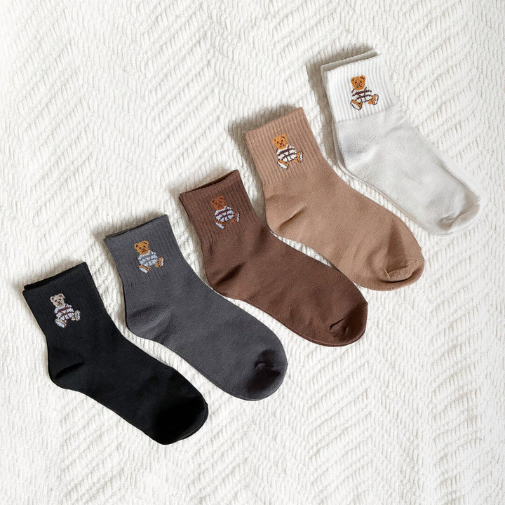 Cute teddy bear crew socks set