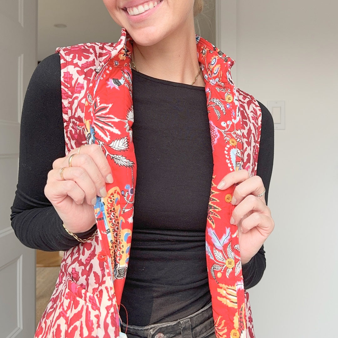 Nordic Floral Reversible Vest