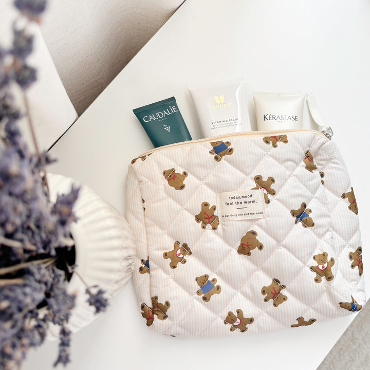 Soft striped makeup bag set