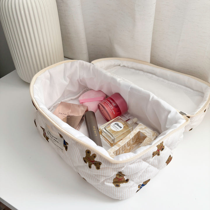 Cute teddy bear travel makeup pouch