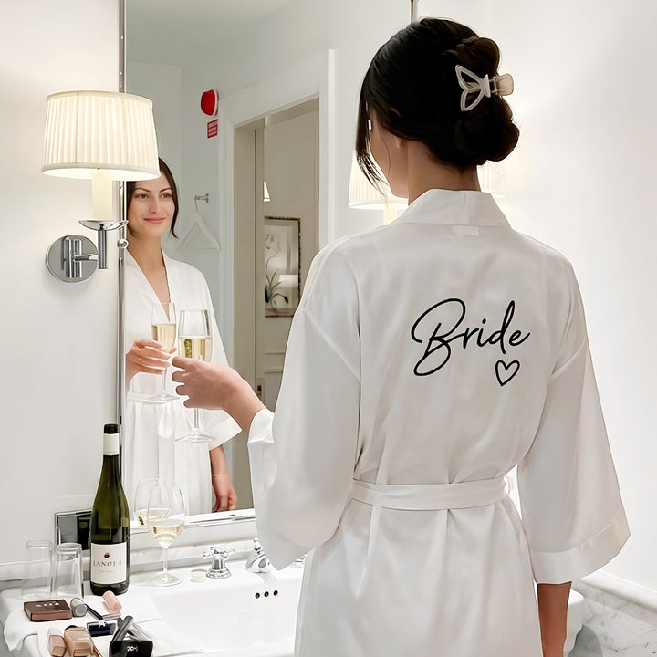 Bridal party getting ready robes with satin texture