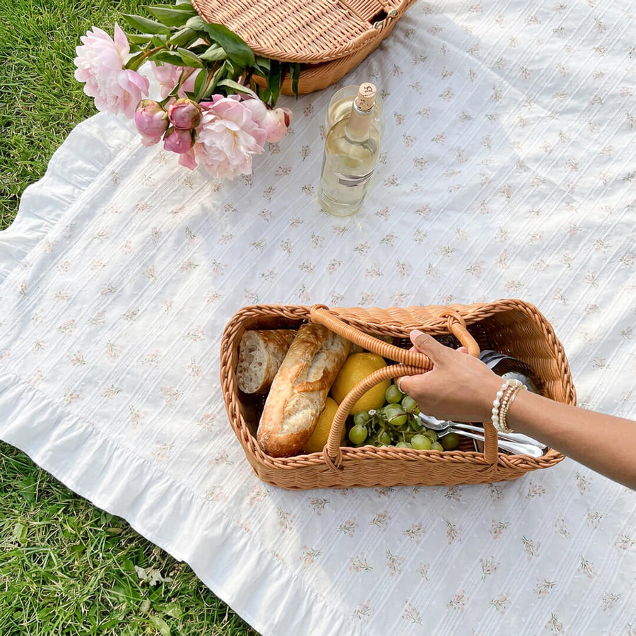 Rectangular Portal Frame Spring Garden Floral Ruffle Tablecloth