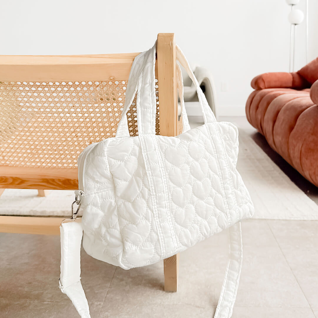 Heart Quilted Diaper Bag