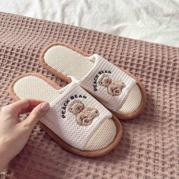 Adorable bear house slippers with comfortable sole