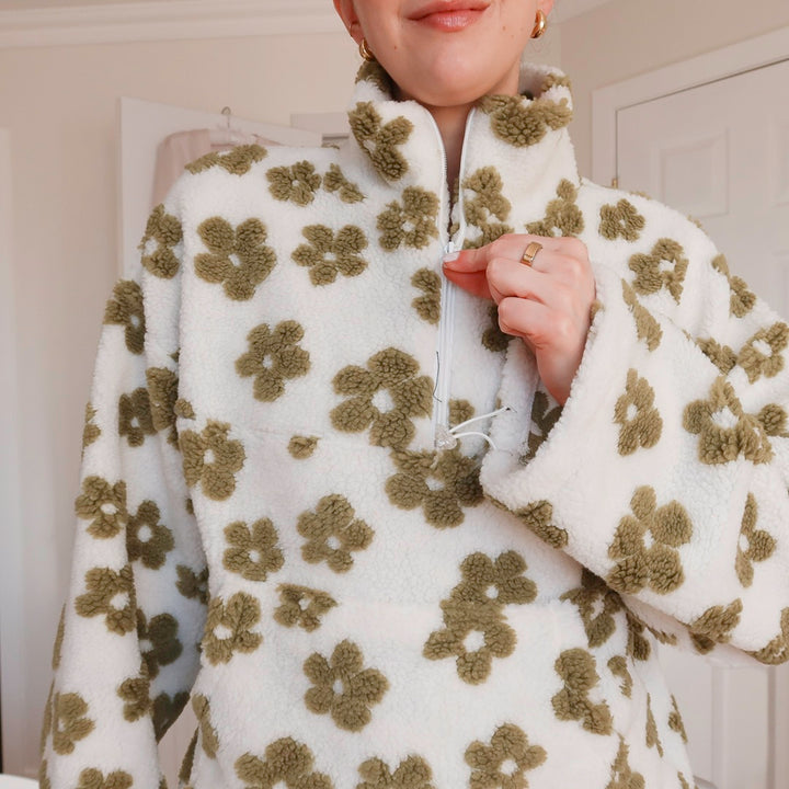 Cozy floral fleece sweater