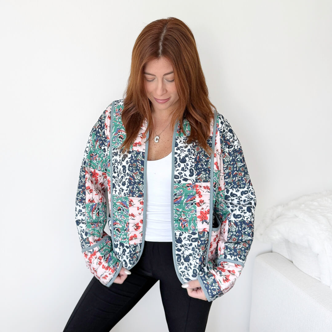 Quilted floral jacket with relaxed everyday fit