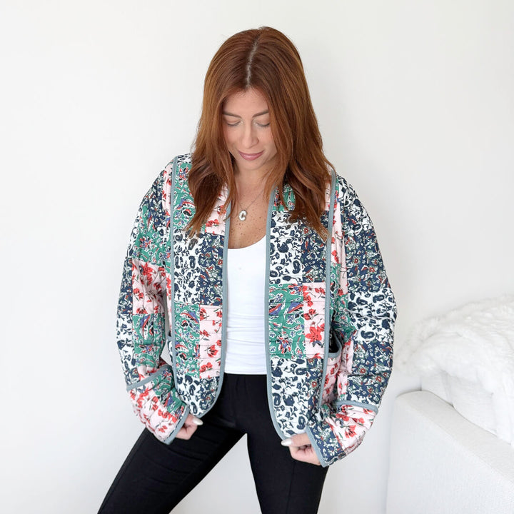 Quilted floral jacket with relaxed everyday fit