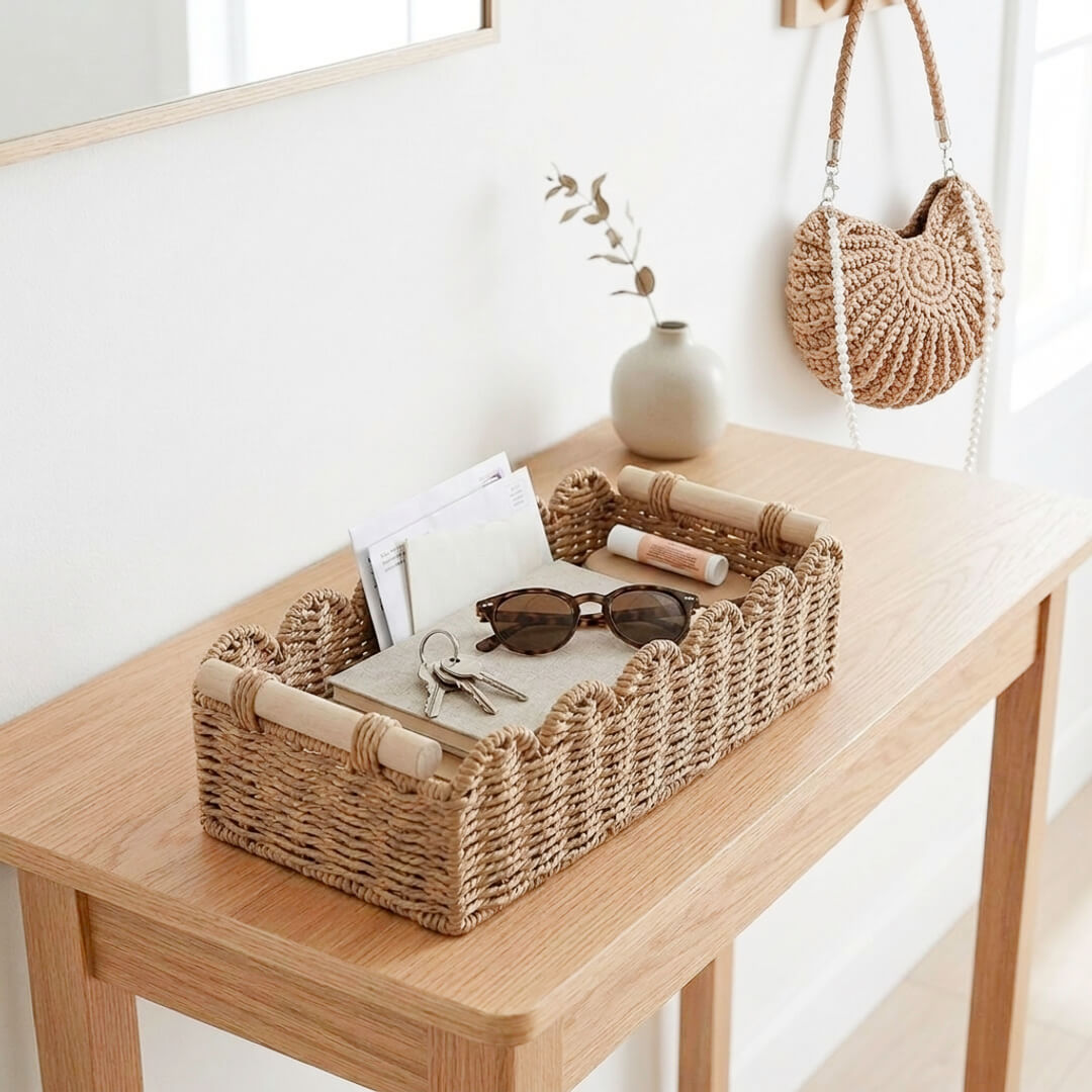  storage organizer with scalloped trim