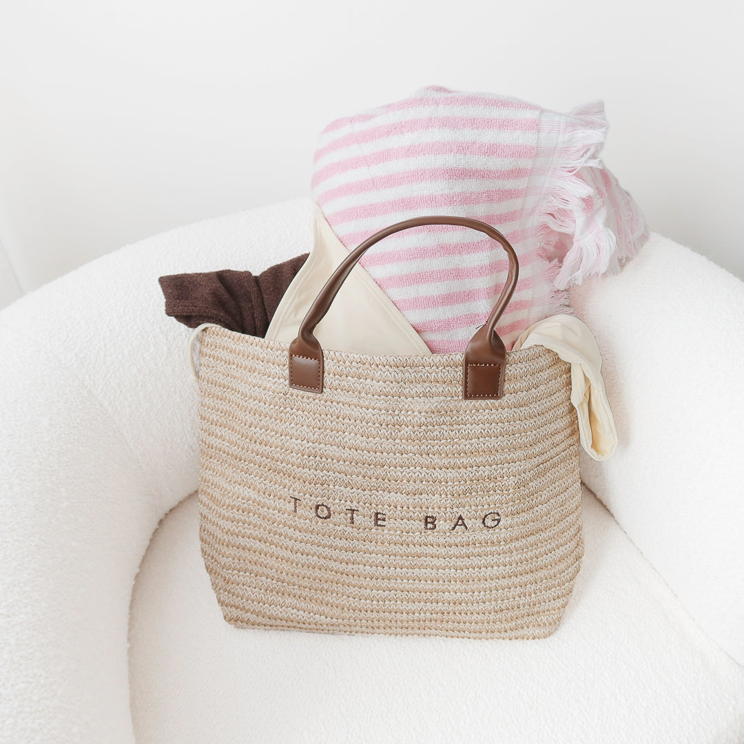 Large straw tote bag for beach, travel, or errands