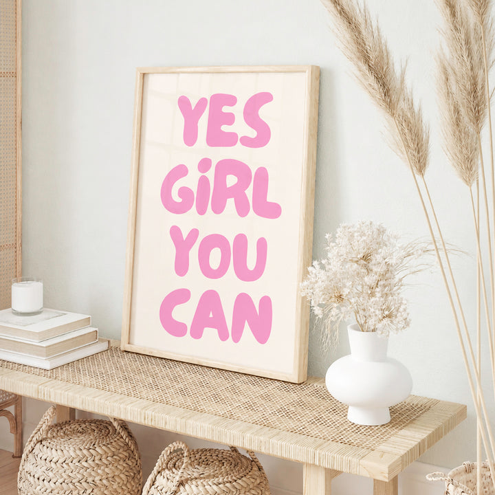 Pink quote wall art for bedroom or office decor