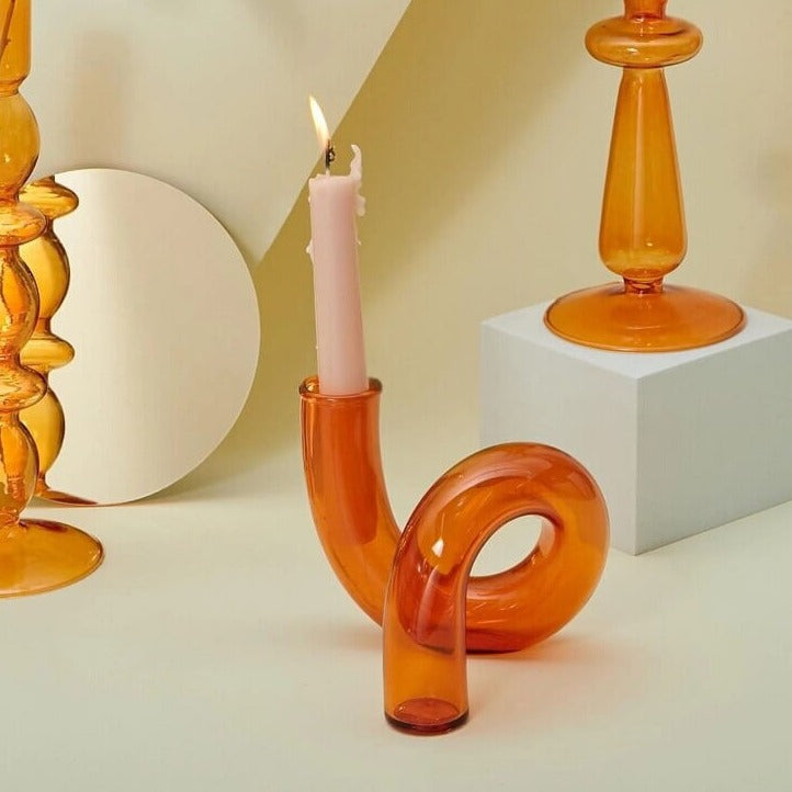 Ema Twist Glass Candle Holders