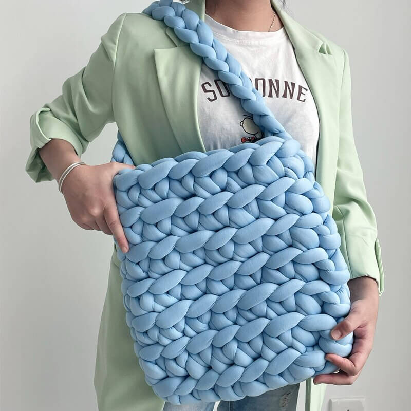 Chunky Knit Tote Shopping Beach Bag