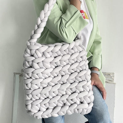 Chunky Knit Tote Shopping Beach Bag