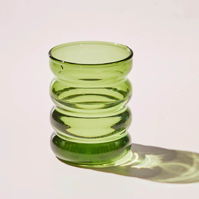 Green glass stackable tumbler