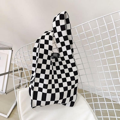 Ivy Knit Checkered Tote Bag