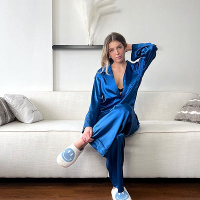 Cassy Oversized Satin Silk Sleepwear Pajama Set