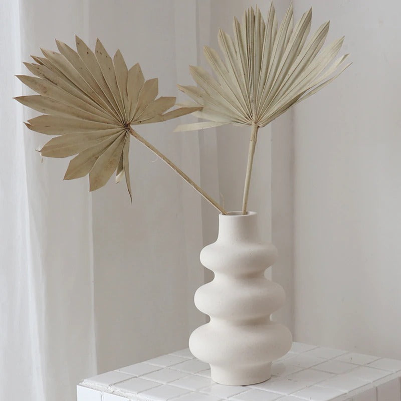 Wavy Cream Ceramic Vase