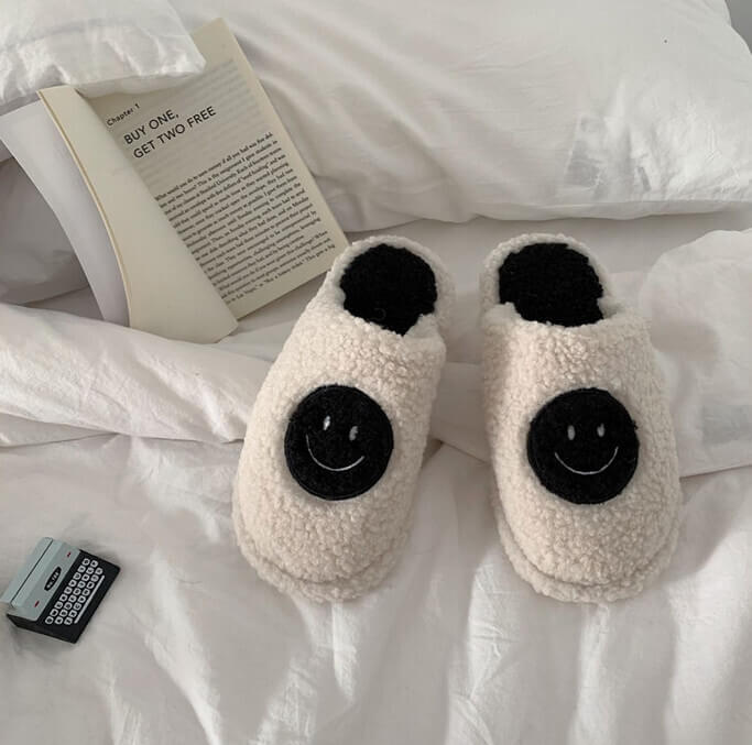 Retro Smiley Face Slippers