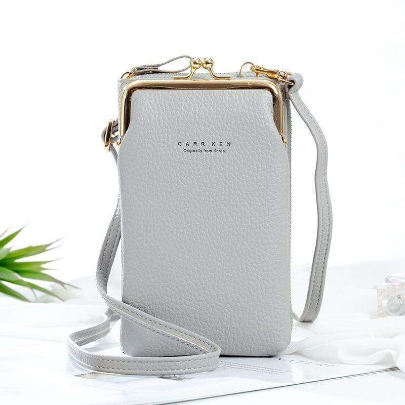 Leather Phone Purse - Women's Smartphone & Android Crossbody Bag, Removable Shoulder Starp, 6.5inches, Blue Gray by Nordic Peace Leather Phone Purse - Women's Smartphone & Android Crossbody Bag, Removable Shoulder Starp, 6.5inches, Blue Gray by Nordic Peace