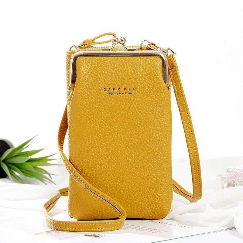 Yellow crossbody phone bag for women