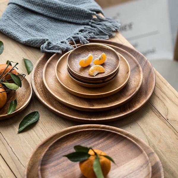 Acacia Wooden Plates 4pcs Set